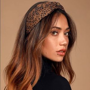 Brown Leopard Print Knotted Headband